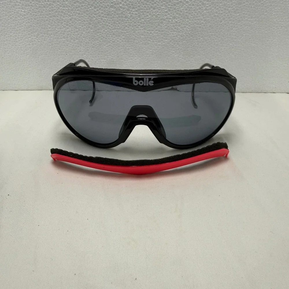 Bolle‎ Sunglasses Unisex Black Chronoshield Vintage Shield Wrap Sport Glasses